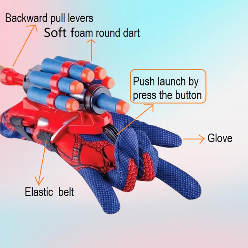 Spiderman Web Gloves Dart Game Toy Set — Kids Launcher Toy