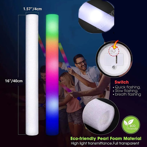 Foam Glow Sticks LED Light Sticks (Bulk Pack) — Party Glow Wands