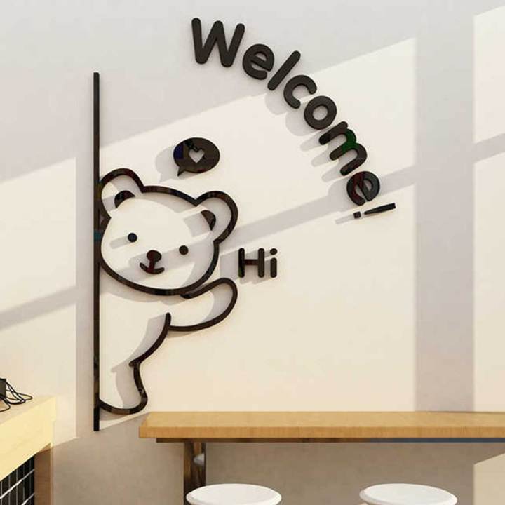 3D Wooden Welcome Panda Wall Art Panel — Modern Home Décor